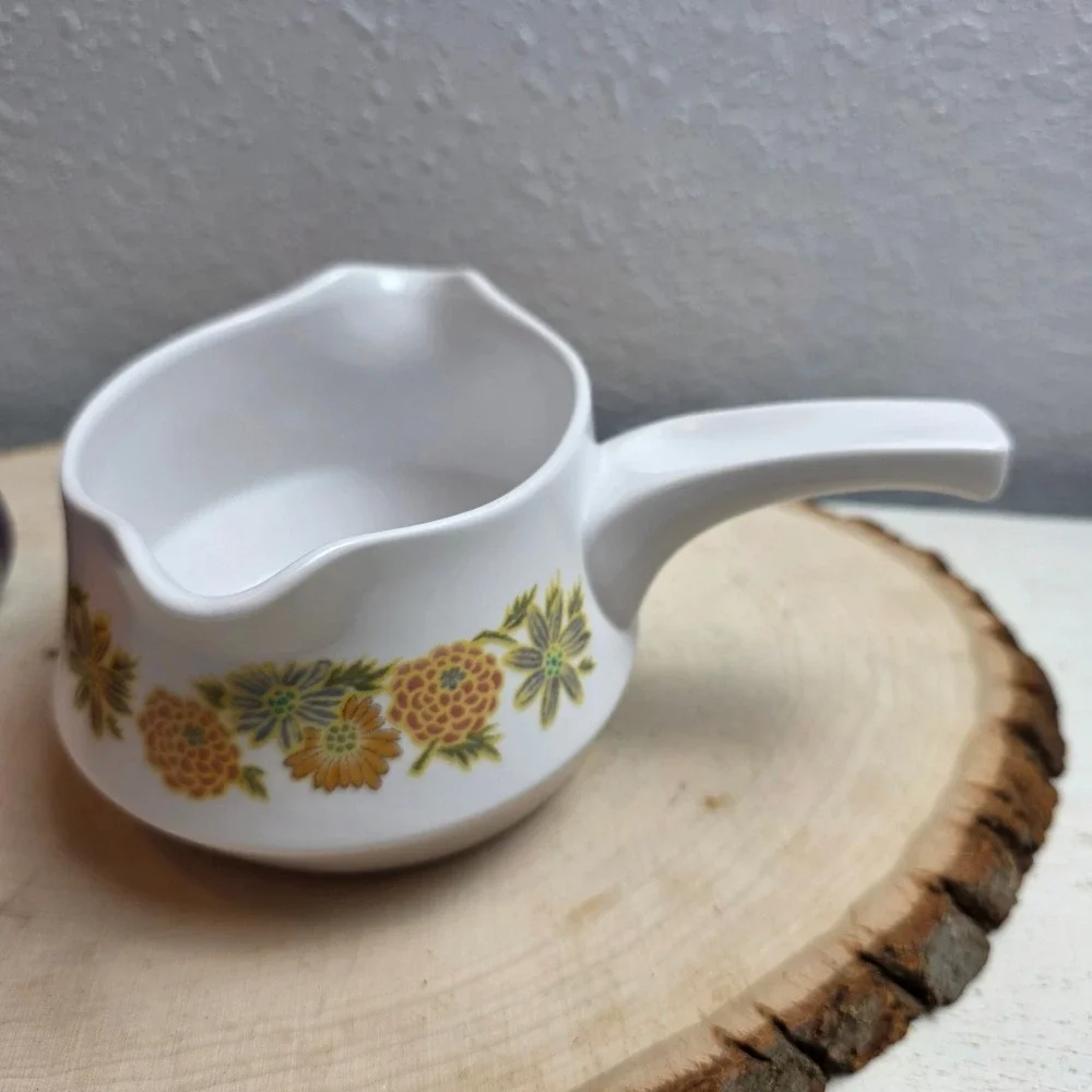 Noritake Progression Sunny Side 9003 Creamer Vintage 70s Floral Dual Spout Japan